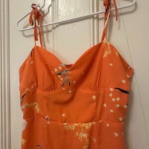 [URBAN OUTFITTERS] Orange Floral Maxi Sundress - Size L